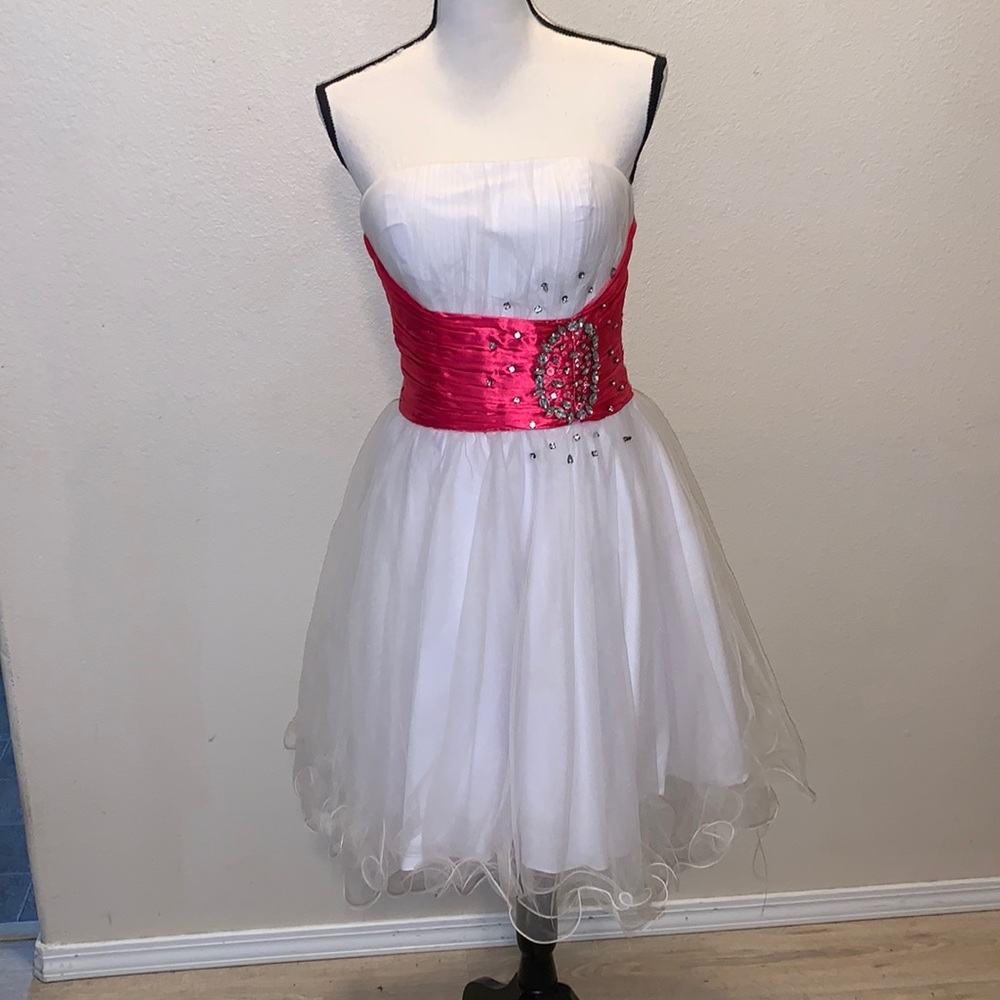 May Queen Couture white short ball gown formal dress